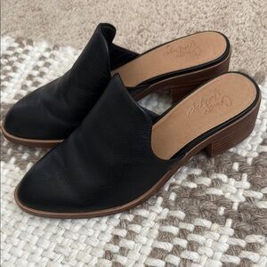 Crown Vintage Black Mules with Suede Upper and Open Back